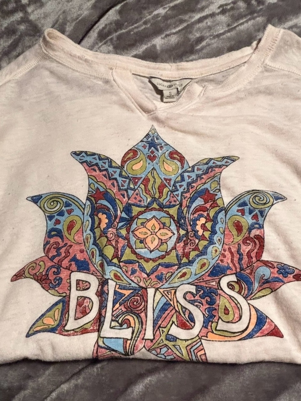 Lucky Brand Pastel Multi Floral Mandala Graphic Tee